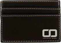 4" x 2 3/4" Black/Silver Laserable Leatherette Wallet Clip