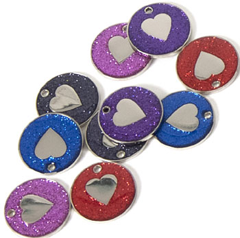 Glitter Heart Pet Tags 25 mm