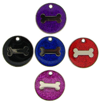 Glitter Bone Pet Tags 25 mm