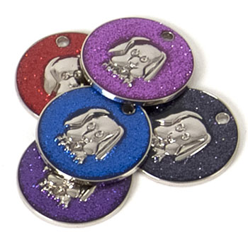 Glitter Dog Face Pet Tags 32 mm